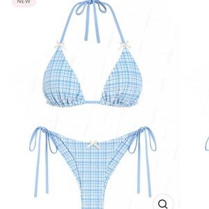 Blue Plaid Bikini Set
